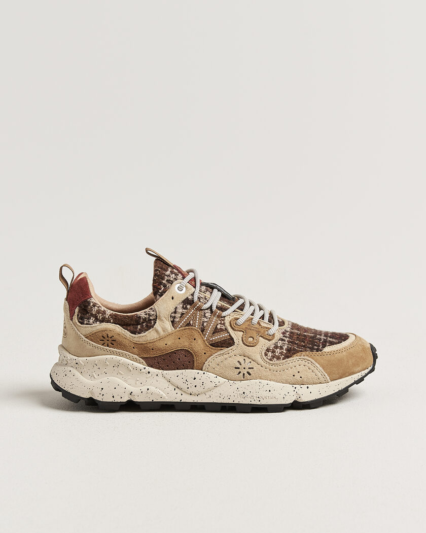 Flower Mountain Yamano 3 Suede/Wool Check Sneaker Brown – Ruskea