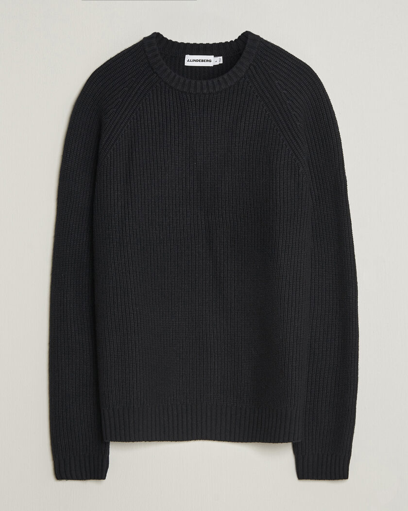 J.Lindeberg Hallow Wool Blend Knitted Sweater Black – Musta