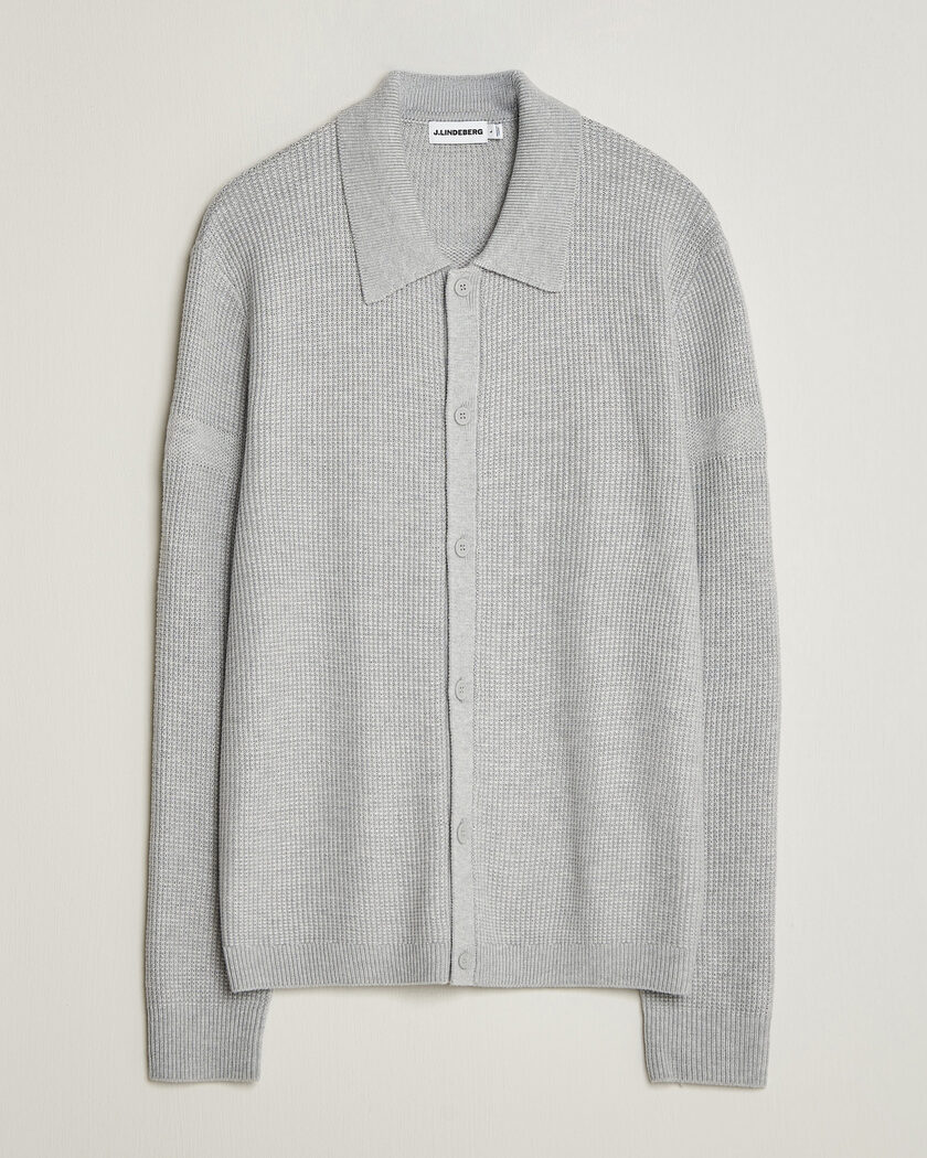 J.Lindeberg Willem Knitted Cardigan Light Grey Melange – Harmaa