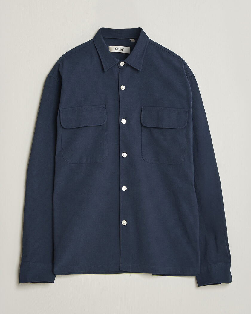 Forét Lunar Relaxed Fit Textured Overshirt Navy – Sininen