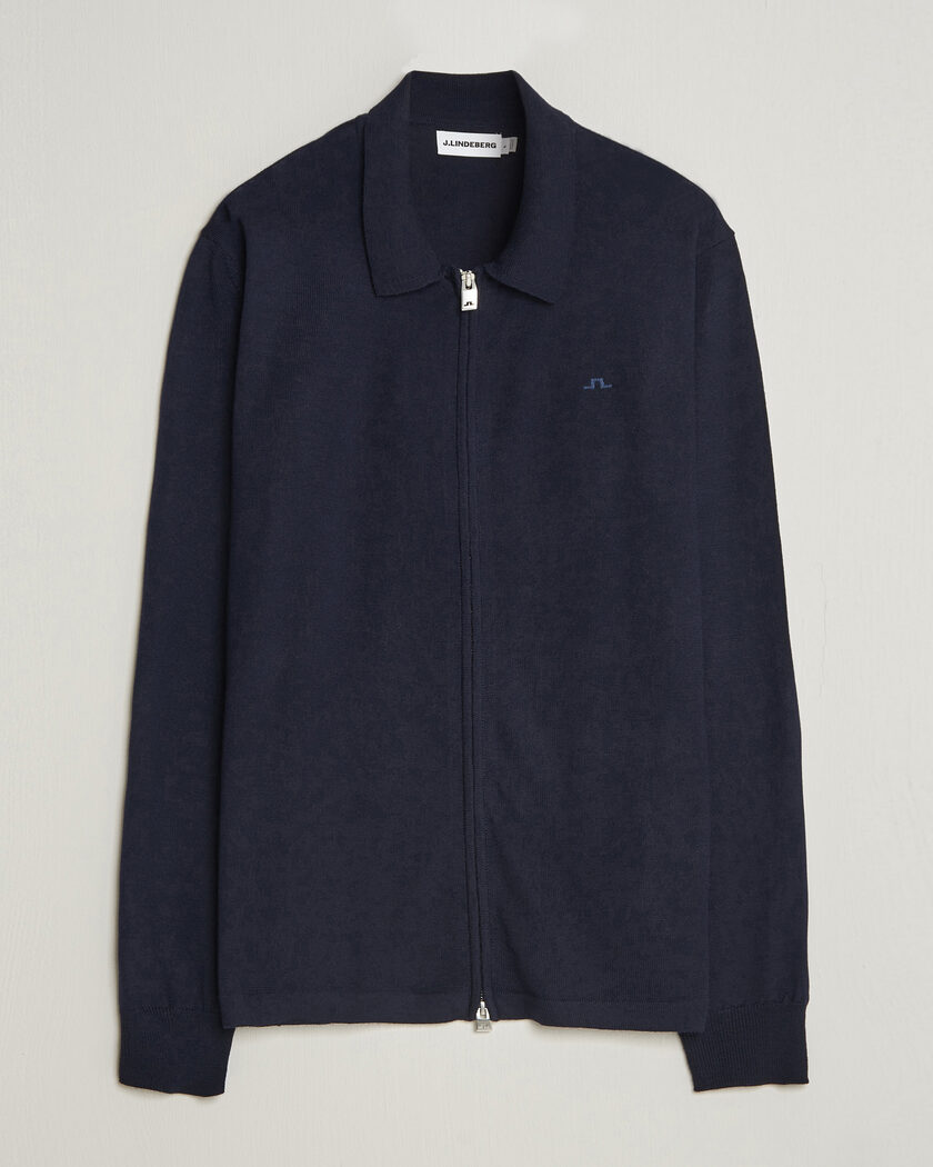 J.Lindeberg Kaleb Merino Full Zip JL Navy – Sininen