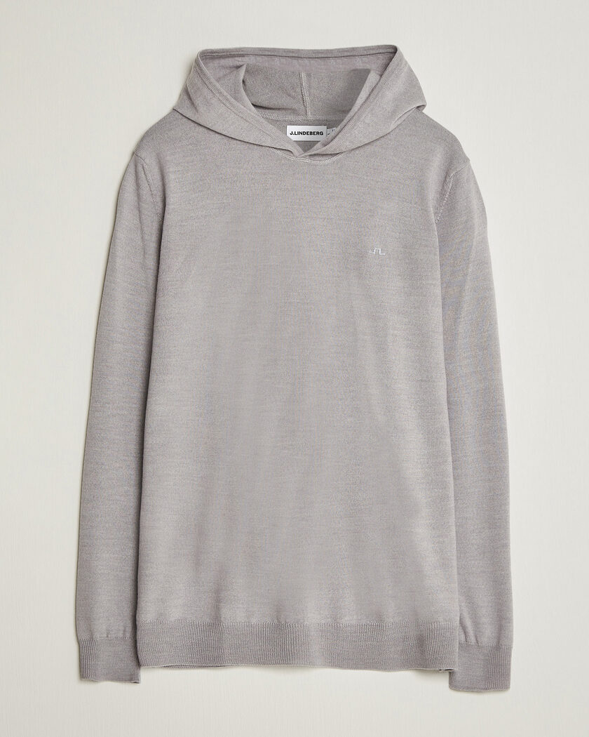 J.Lindeberg Karl Merino Hoodie Light Grey Melange – Harmaa