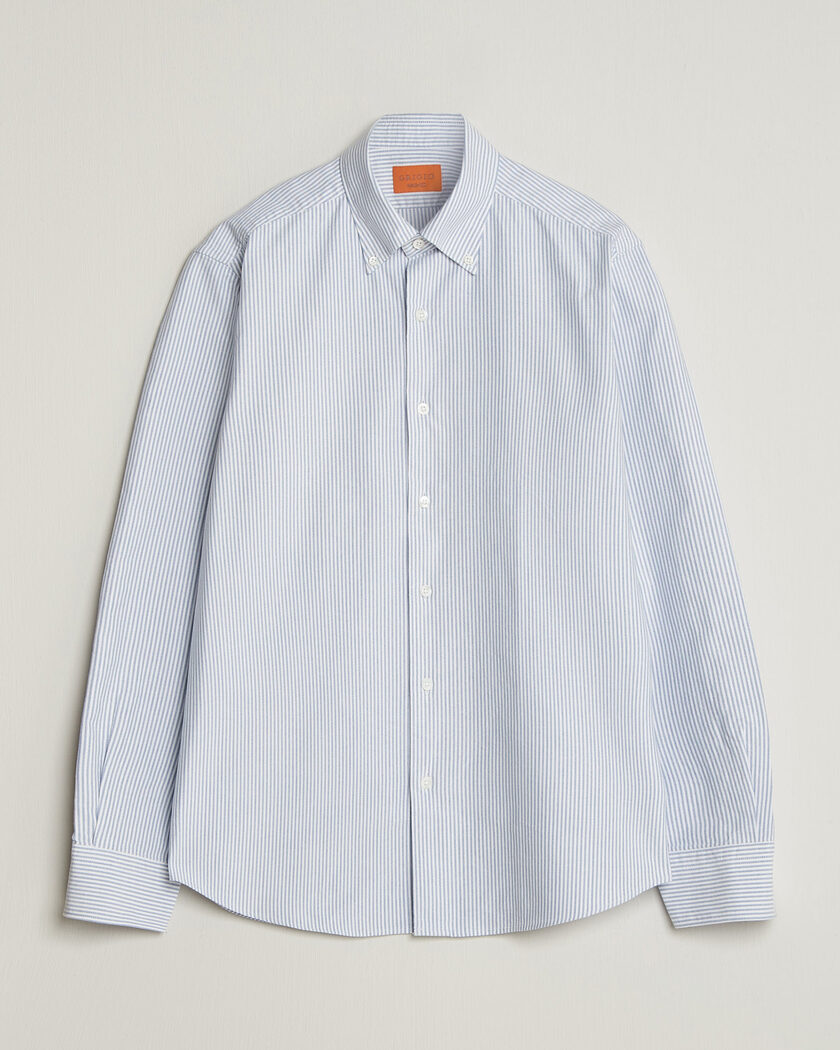 Grigio Oxford Button Down Shirt Light Blue Stripe – Sininen