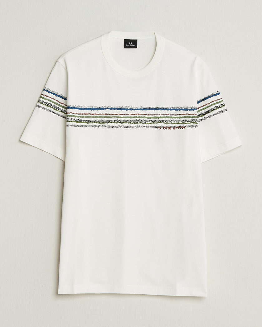 PS Paul Smith Stripes Crew Neck T-Shirt White – Valkoinen