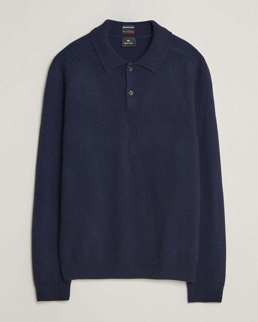 PS Paul Smith Wool Knitted Polo Navy – Sininen