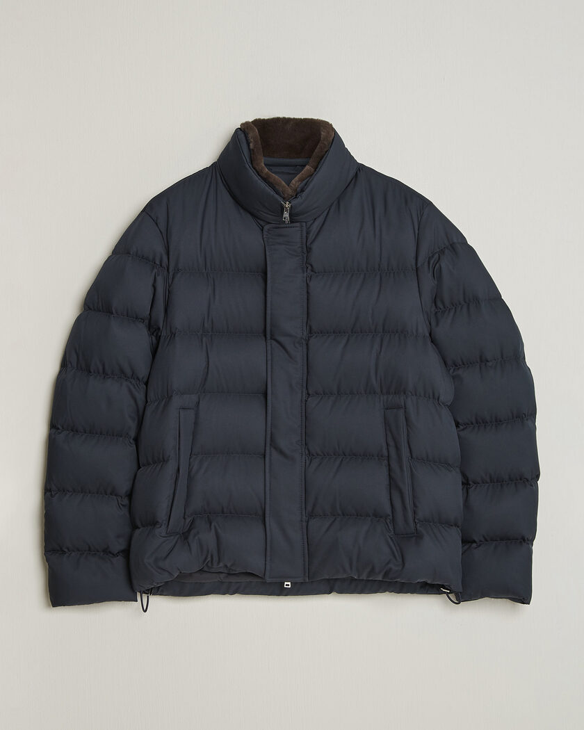 Herno Faux Fur Down Jacket Navy – Sininen