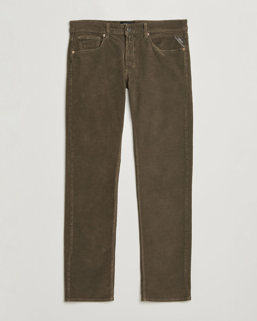 Replay Grover Corduroy 5-Pocket Pants Mud Green – Vihreä