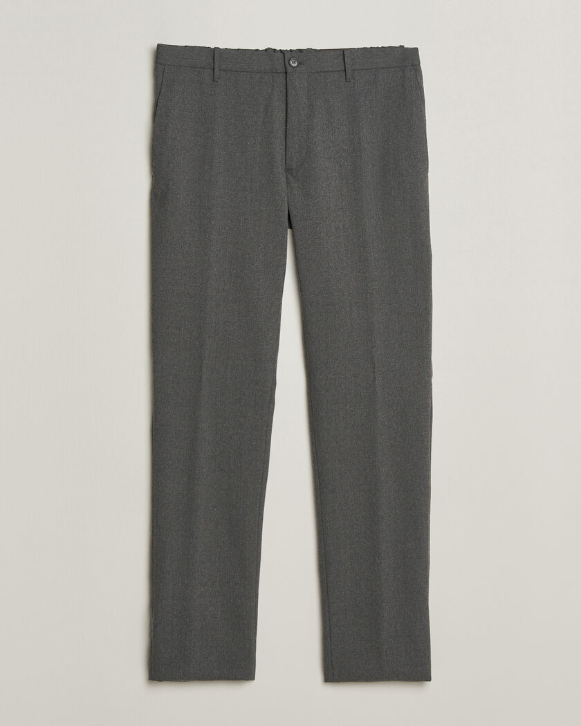 Incotex Slim Fit Washable Flannel Trousers Grey Melange – Harmaa