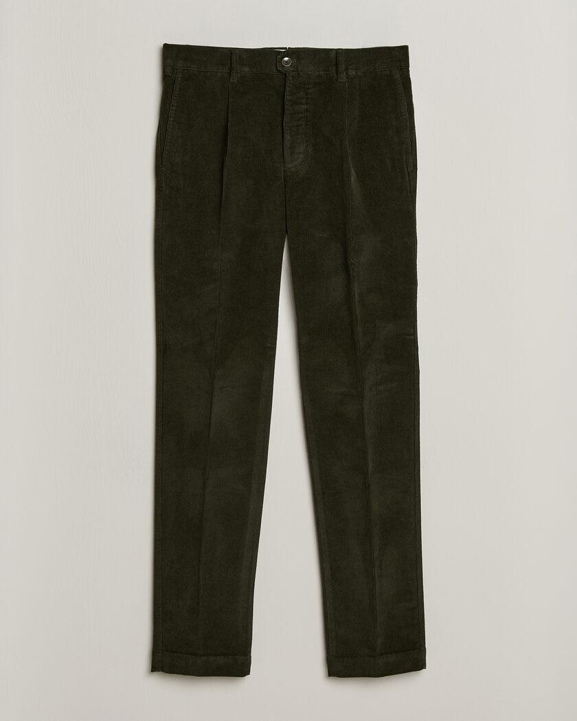Incotex Regular Fit Washed Corduroy Slacks Forest Green – Vihreä