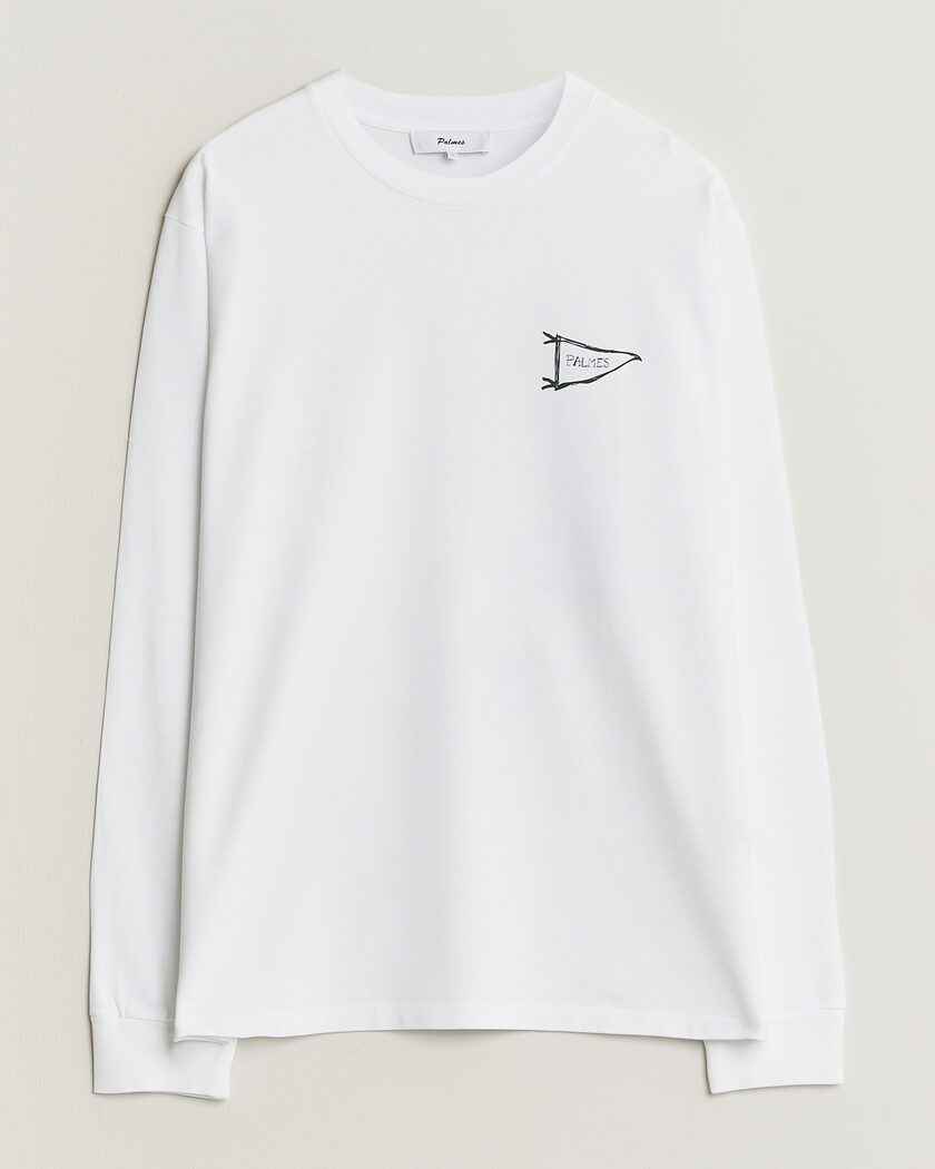 Palmes Pennant Long Sleeve T-Shirt White – Valkoinen