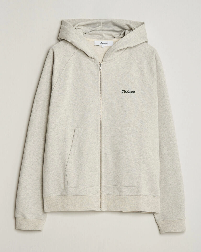 Palmes Logo Zip Hoodie Grey Melange – Harmaa