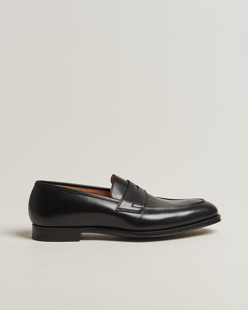 Crockett & Jones Crawford Handgrade Penny Loafer Black Calf – Musta