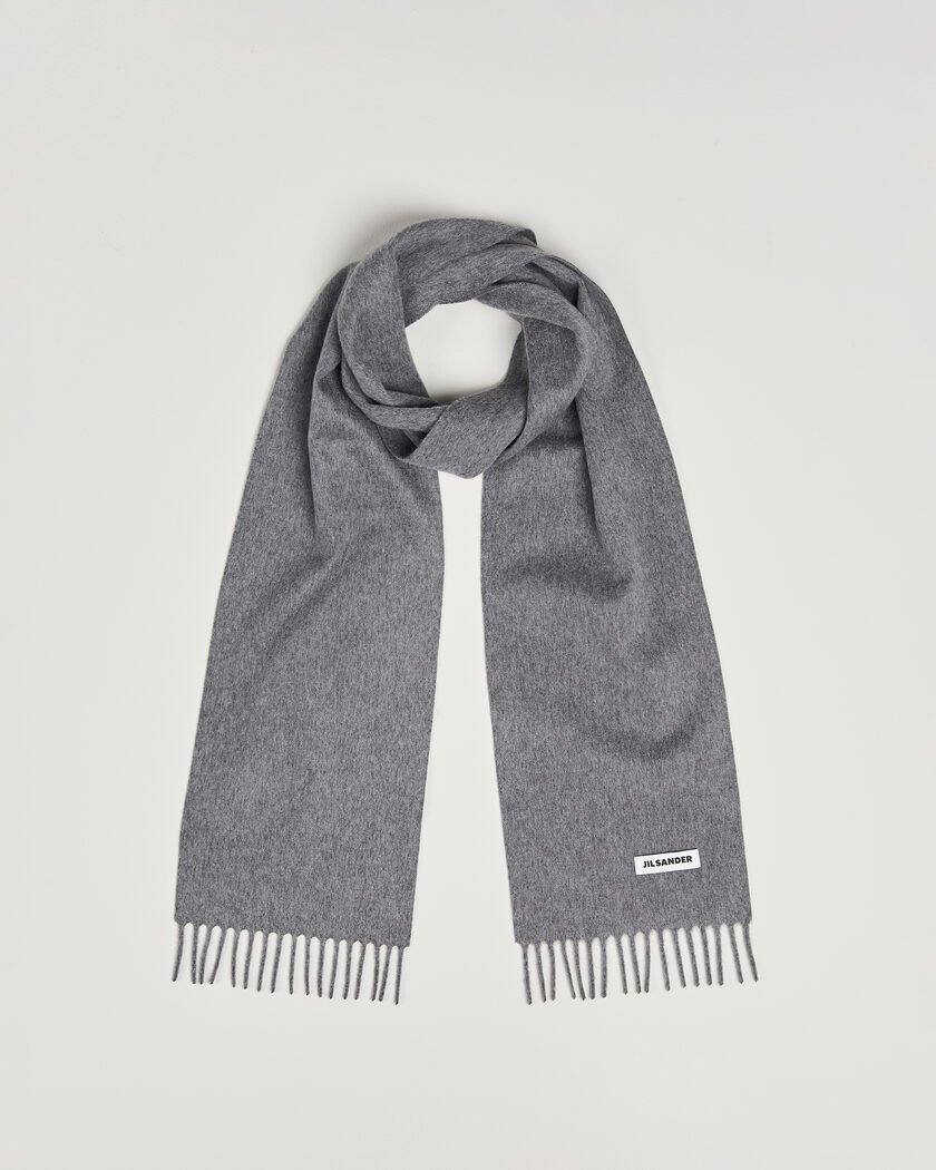 Jil Sander Plain Logo Scarf Grey Melange – Harmaa