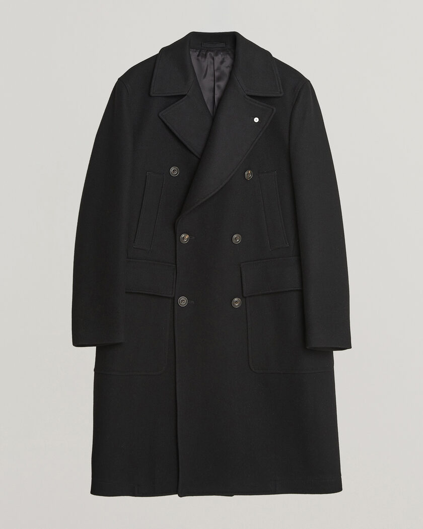 L.B.M. 1911 Double Breasted Wool/Cashmere Coat Black – Musta