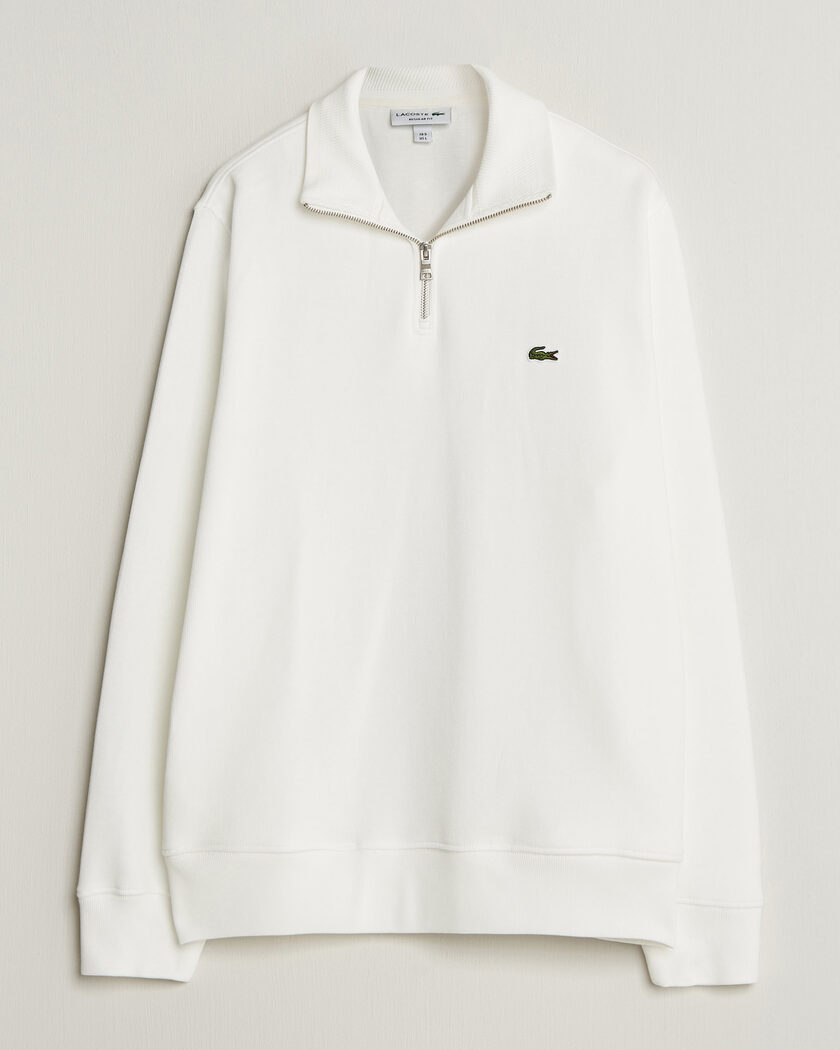 Lacoste Rib Interlock Half Zip Flour – Valkoinen