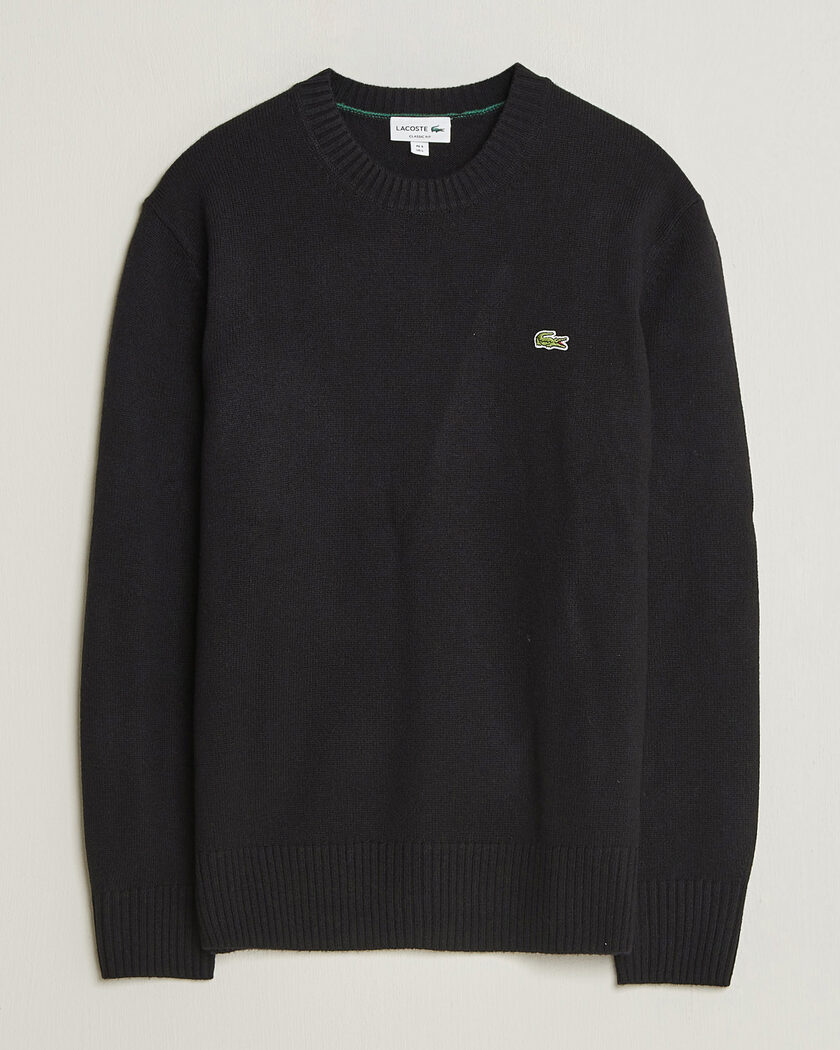 Lacoste Carded Wool Crew Neck Black – Musta