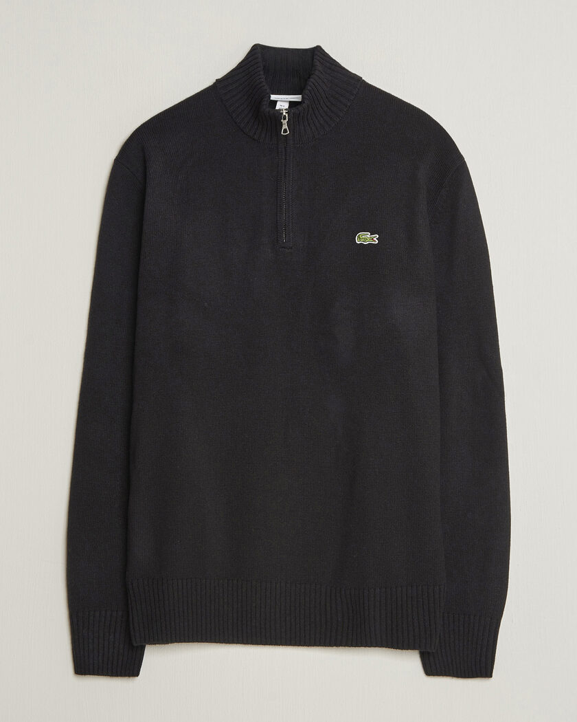 Lacoste Carded Wool Half Zip Black – Musta
