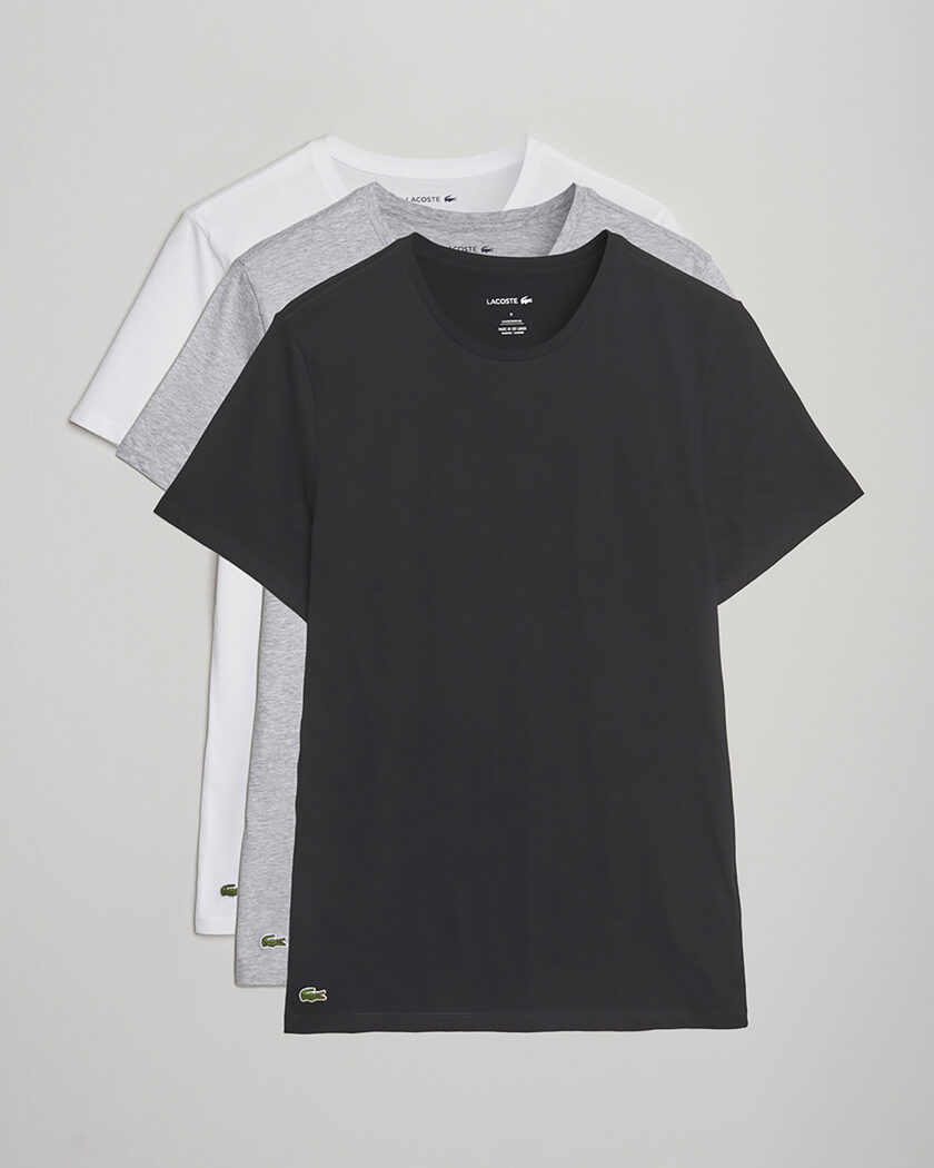 Lacoste 3-Pack Crew Neck T-Shirt White/Grey/Black – Monivärinen