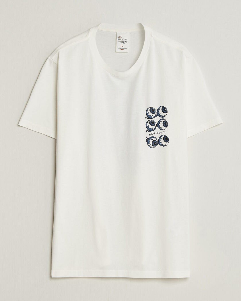 Nudie Jeans Roy Wall Crack T-Shirt Chalk White – Valkoinen