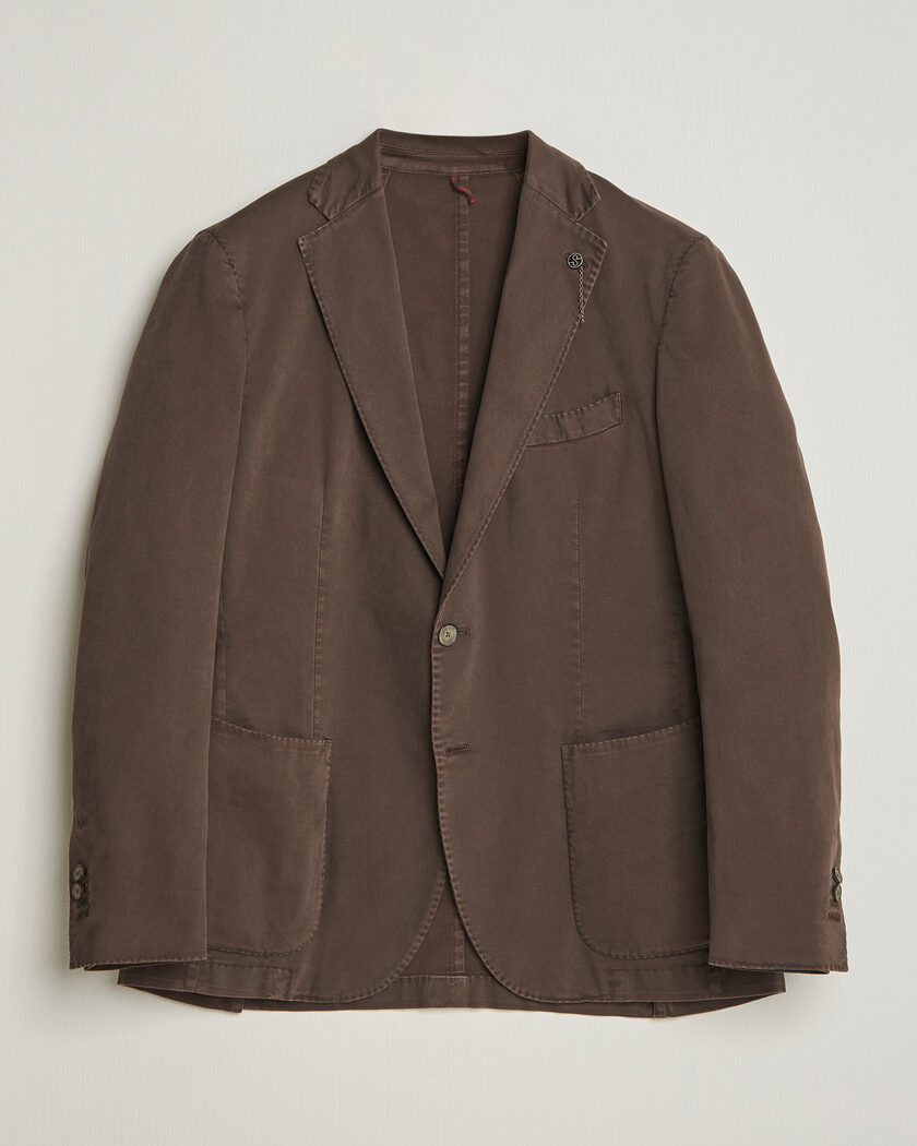 Santaniello Washed Cotton Patch Pocket Blazer Brown – Ruskea