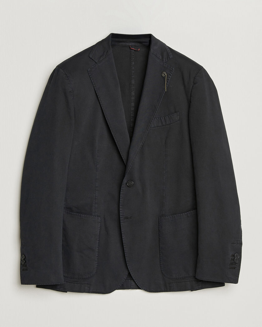 Santaniello Washed Cotton Patch Pocket Blazer Black – Musta