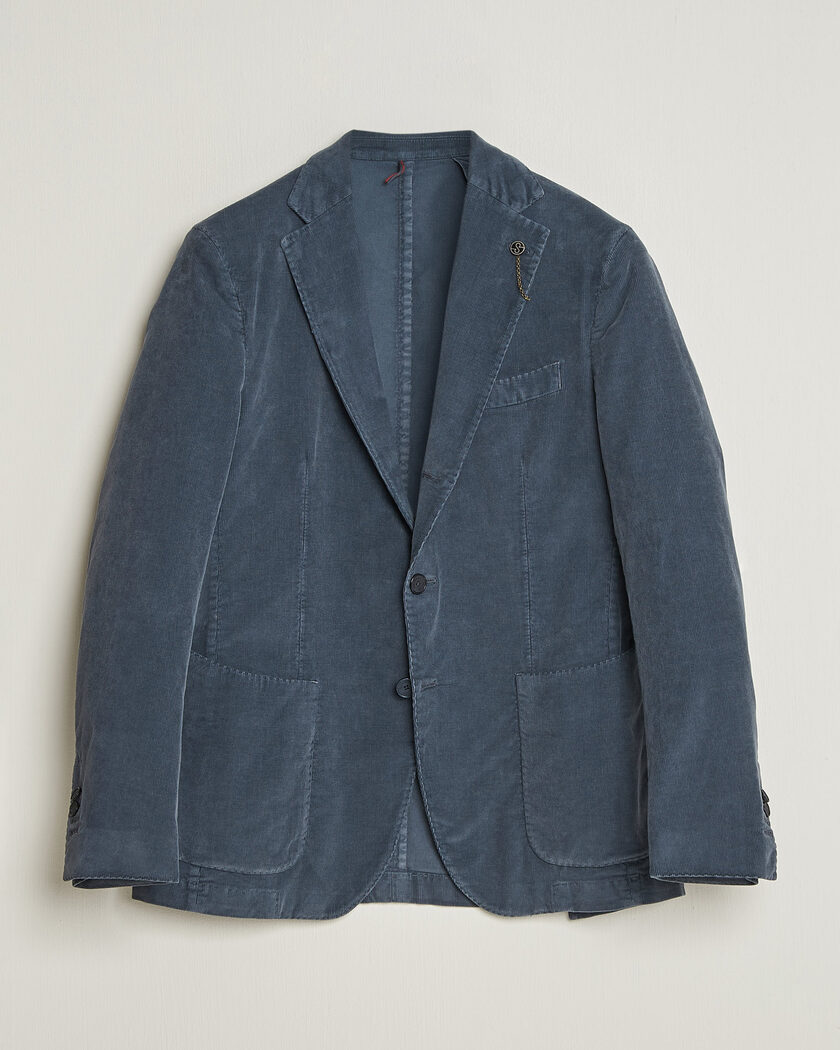 Santaniello Corduroy Patch Pocket Blazer Iron Blue – Sininen