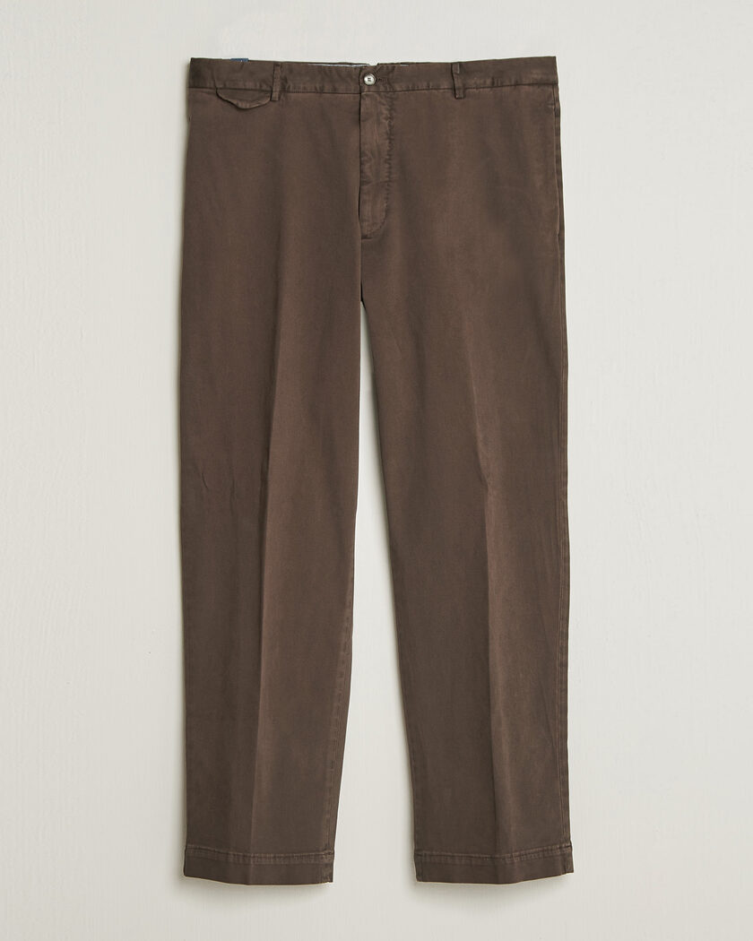Santaniello Washed Cotton Trousers Brown – Ruskea