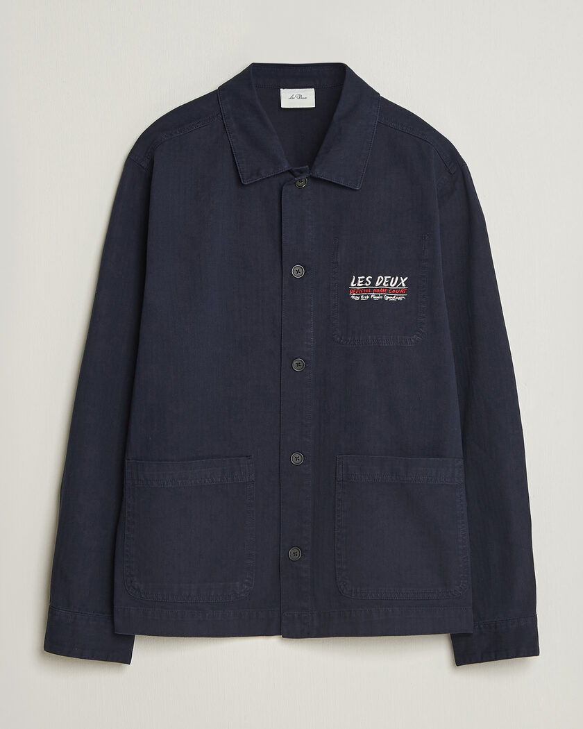 LES DEUX Herringbone Artist Overshirt Dark Navy – Sininen