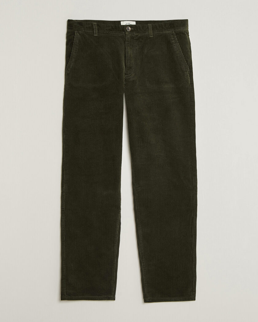 LES DEUX Corduroy Tapered Pants Rosin Green – Vihreä