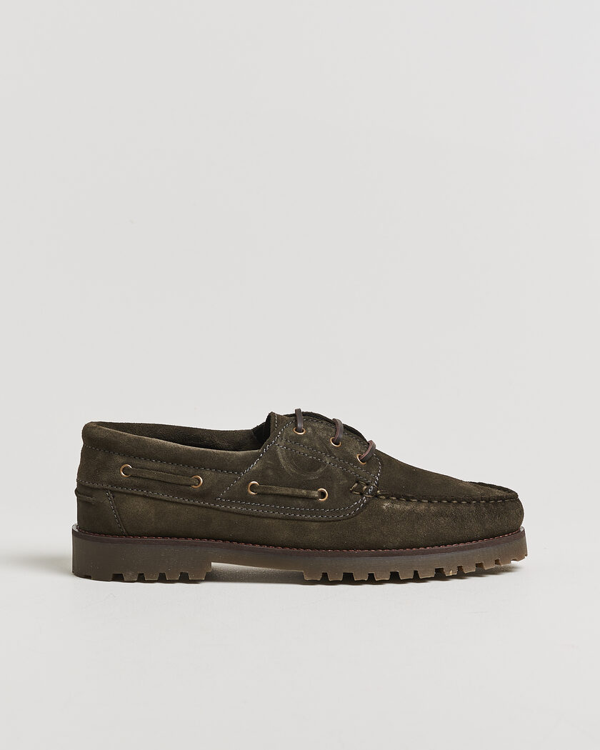 LES DEUX Suede Boatshoe Rosin Green – Vihreä