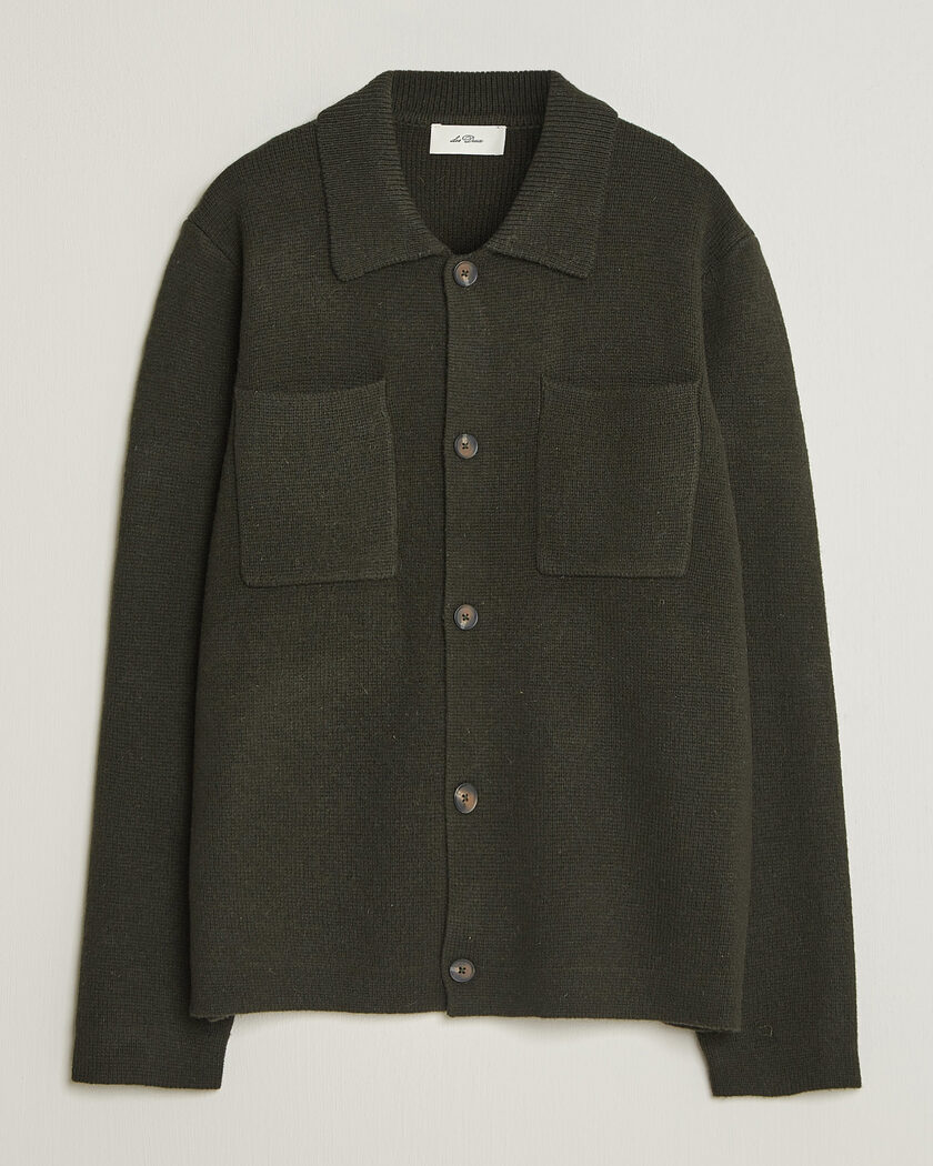 LES DEUX Milano Knit Overshirt Rosin Green – Vihreä