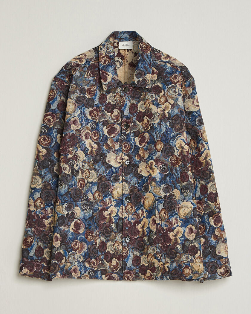 LES DEUX Flower Jaquard Overshirt Blue Multi – Sininen