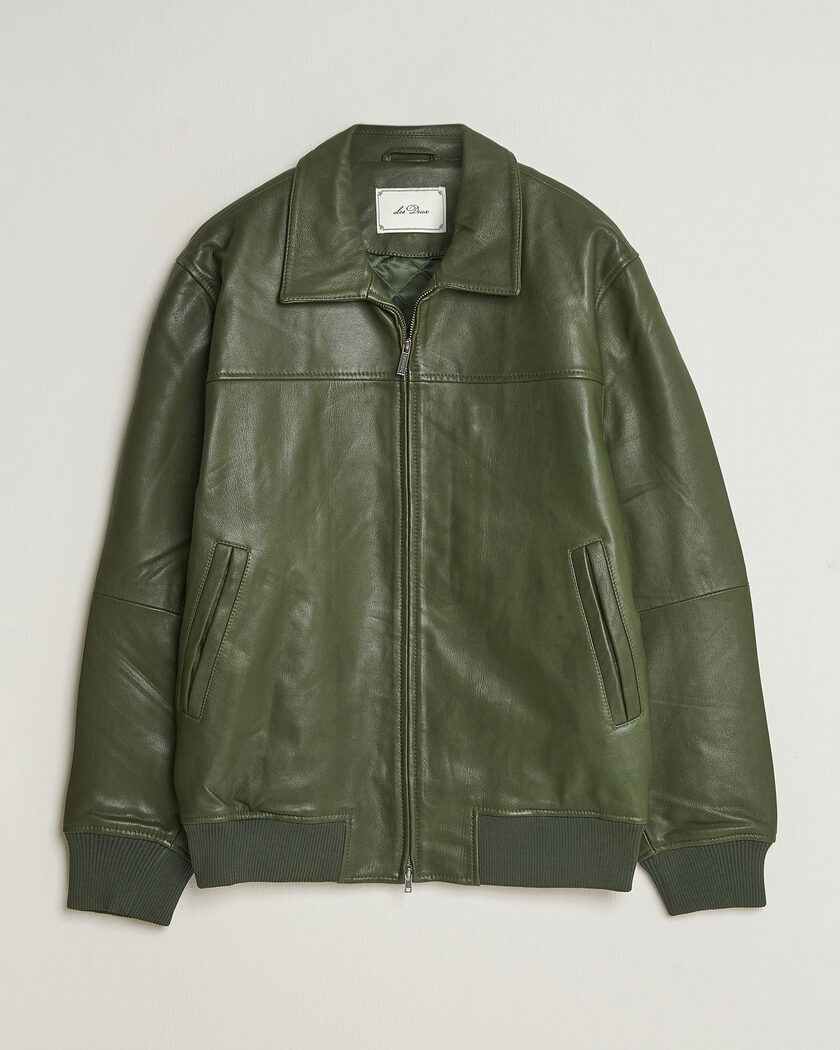LES DEUX Leather Varsity Jacket Rifle Green – Vihreä