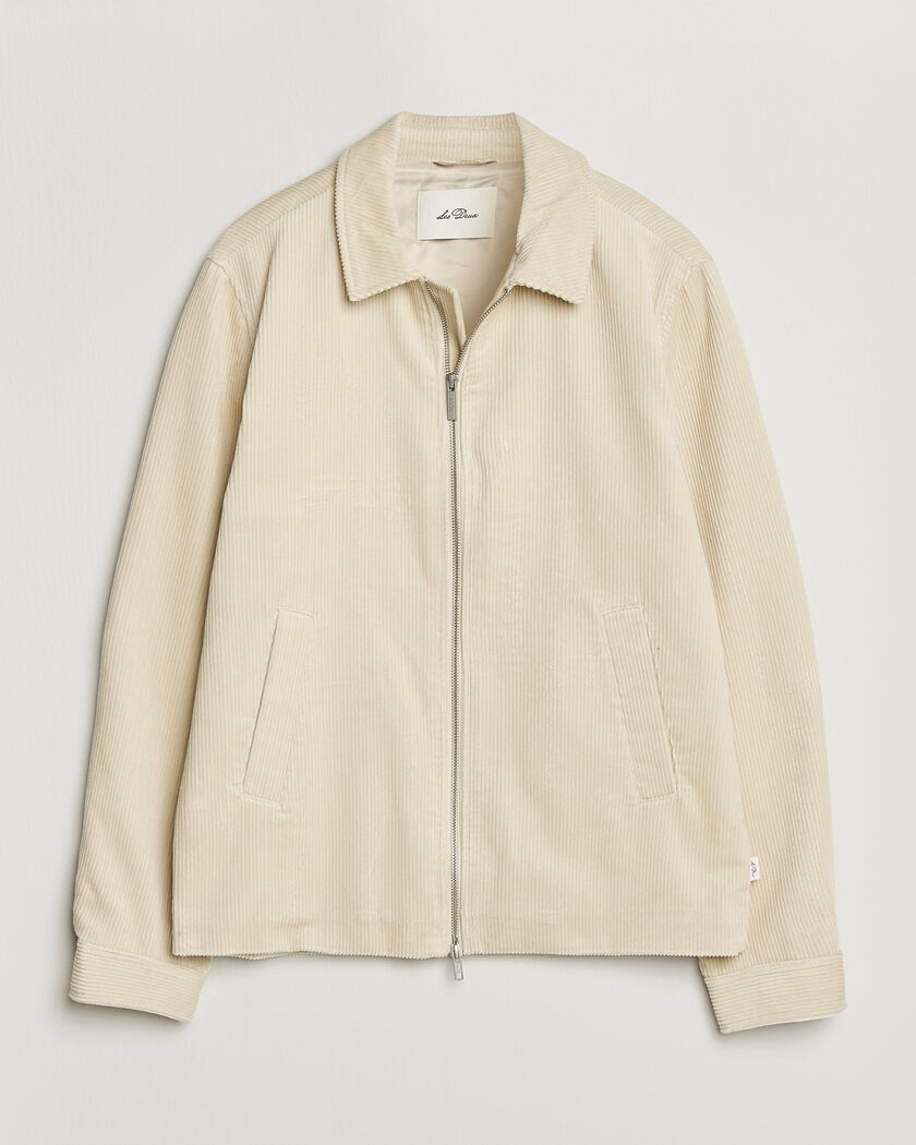 LES DEUX Corduroy Zipper Coach Jacket Ivory – Valkoinen