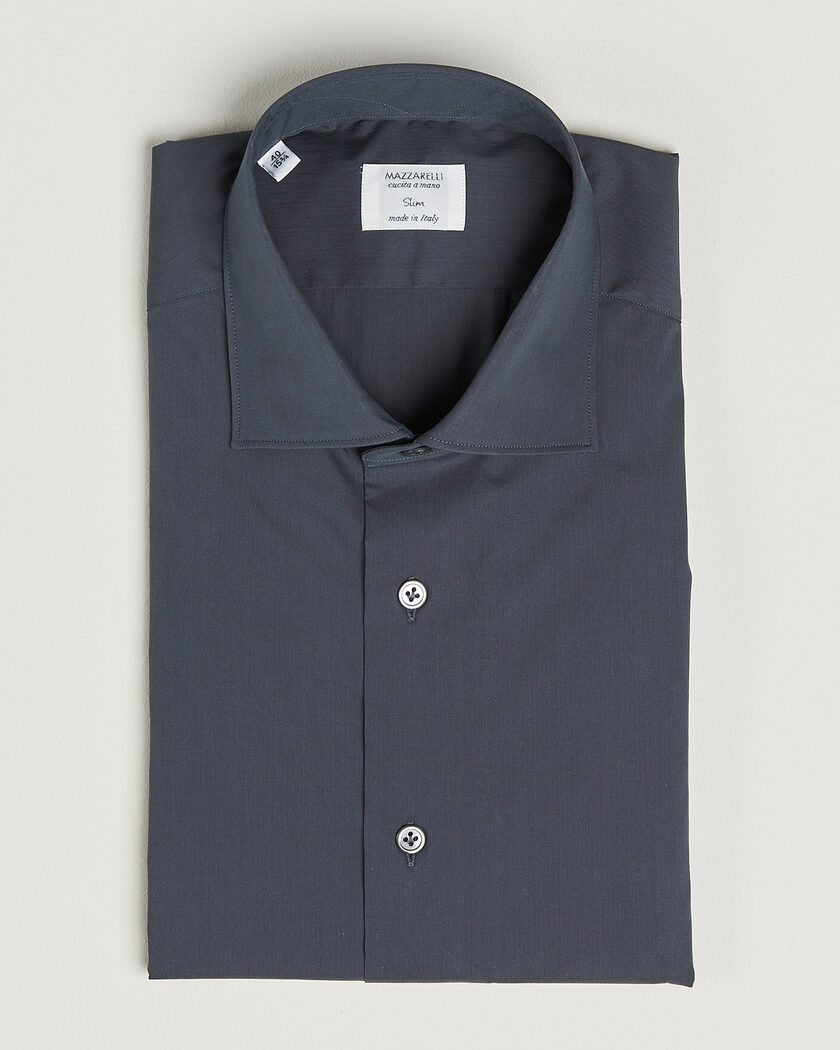 Mazzarelli Soft Cotton Popeline Shirt Grey – Harmaa