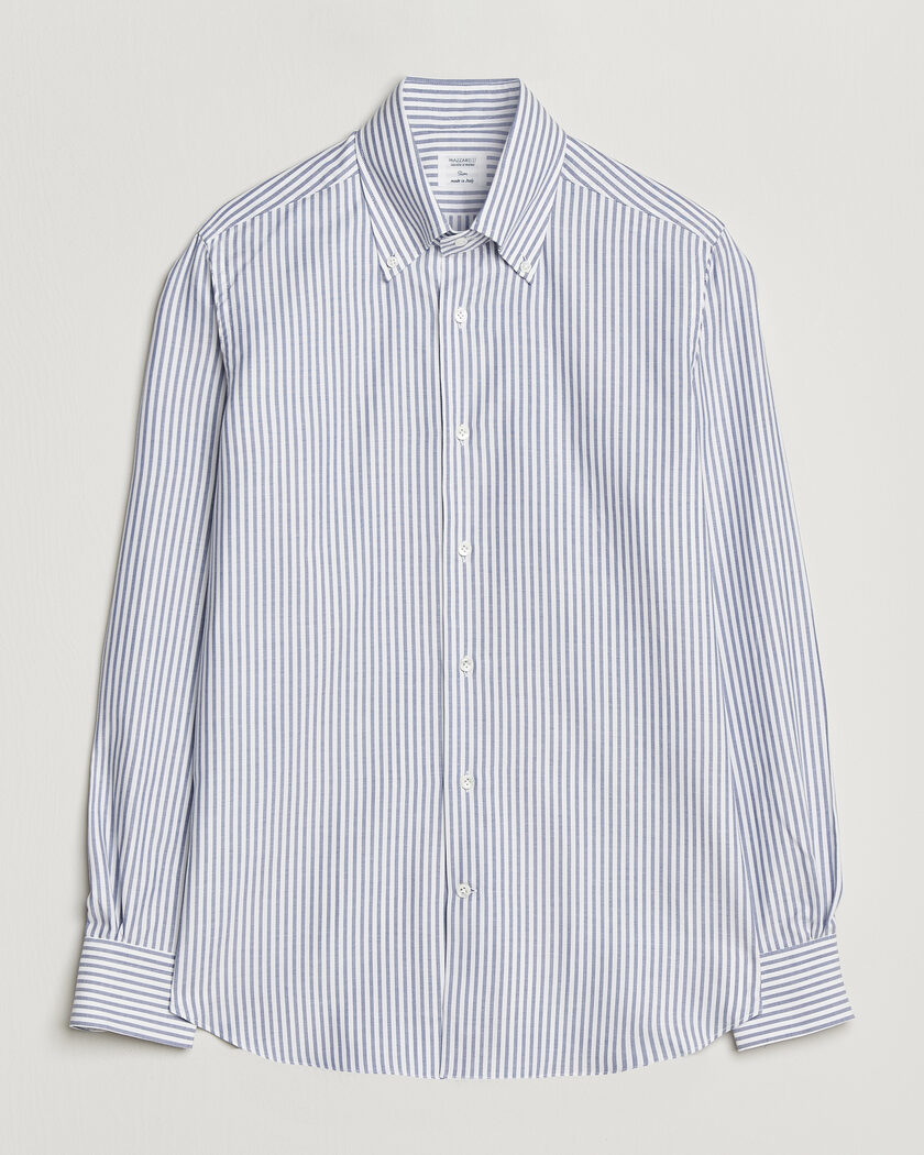 Mazzarelli Soft Oxford Button Down Shirt Blue Stripe – Sininen
