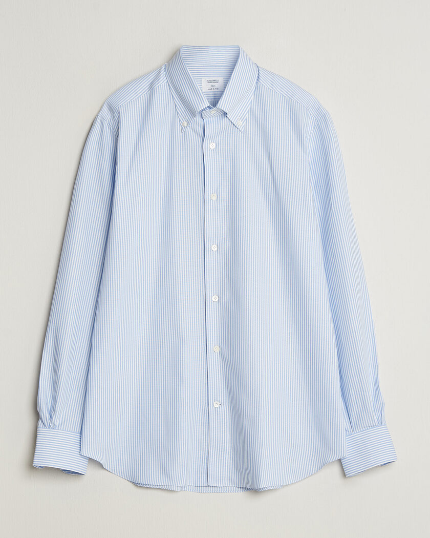 Mazzarelli Soft Oxford Button Down Shirt Light Blue Stripe – Sininen