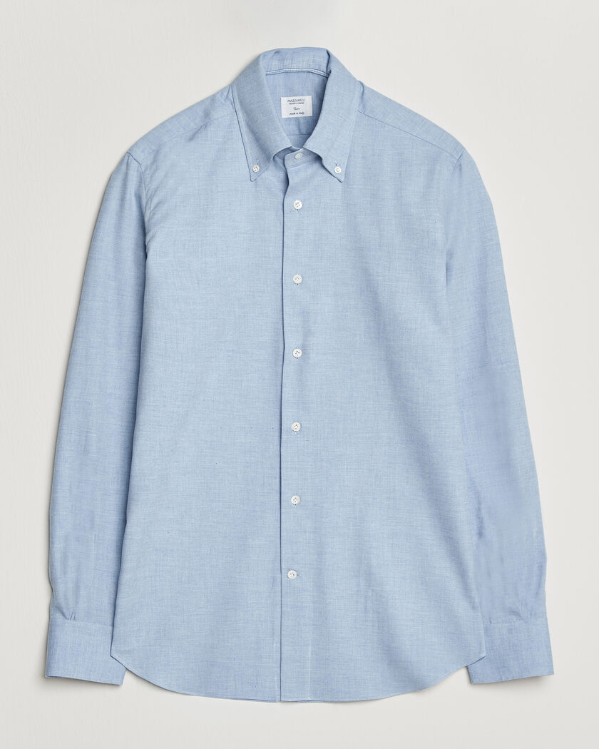 Mazzarelli Soft Flannel Button Down Shirt Light Blue – Sininen