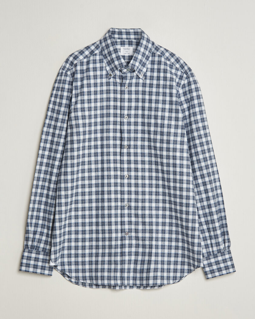 Mazzarelli Soft Flannel Button Down Shirt Navy – Sininen