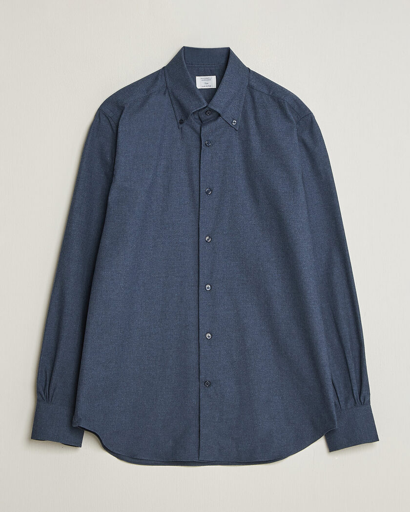 Mazzarelli Soft Flannel Button Down Shirt Navy – Sininen