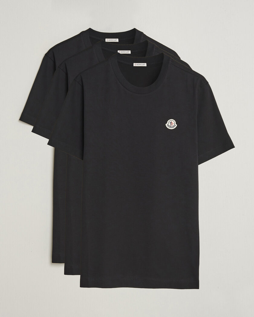 Moncler 3-Pack Logo T-Shirts Black – Musta