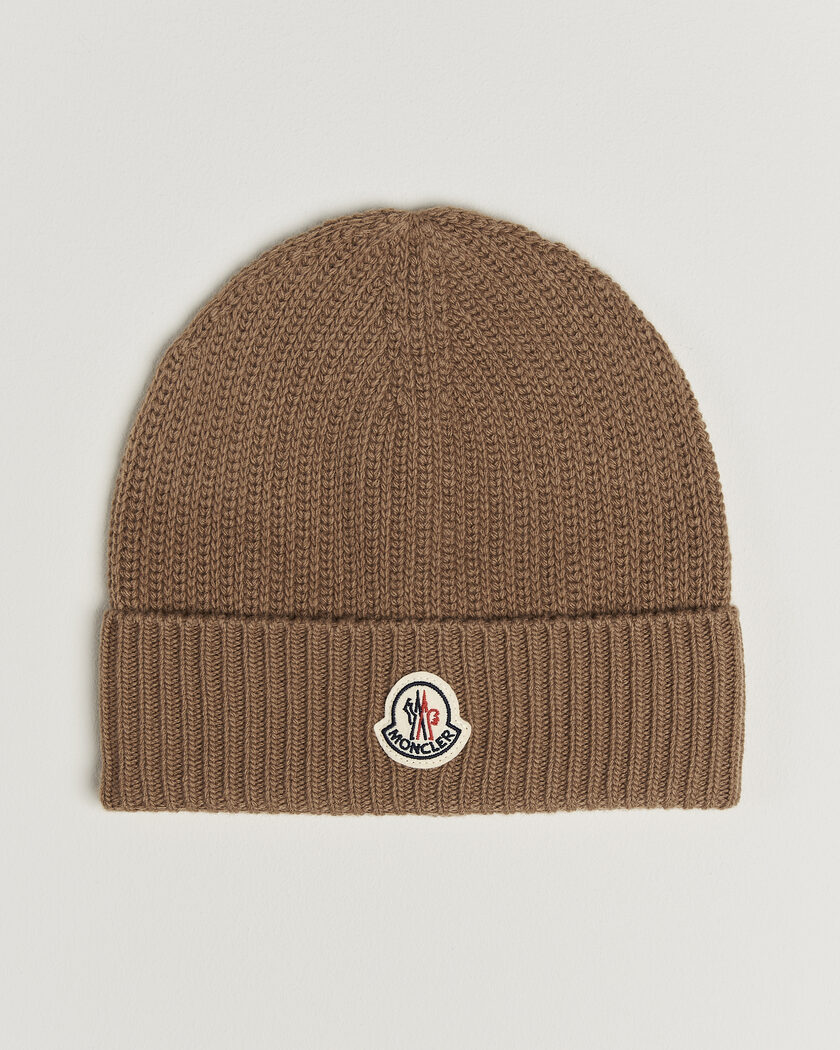Moncler Rib Wool Beanie Brown – Ruskea