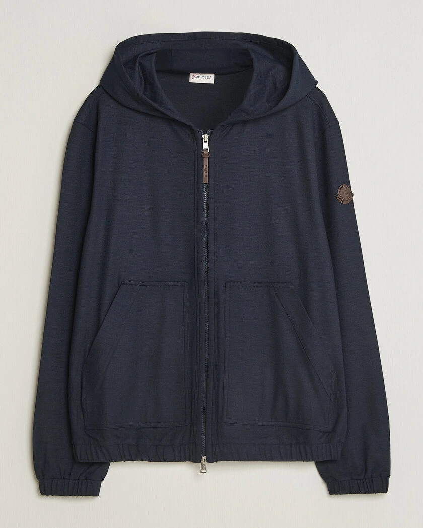 Moncler Full Zip Flannel Hoodie Navy – Sininen