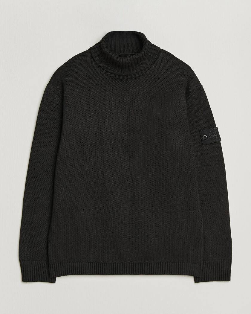 Stone Island Ghost Plush Stitch Winter Cotton Rollneck Black – Musta