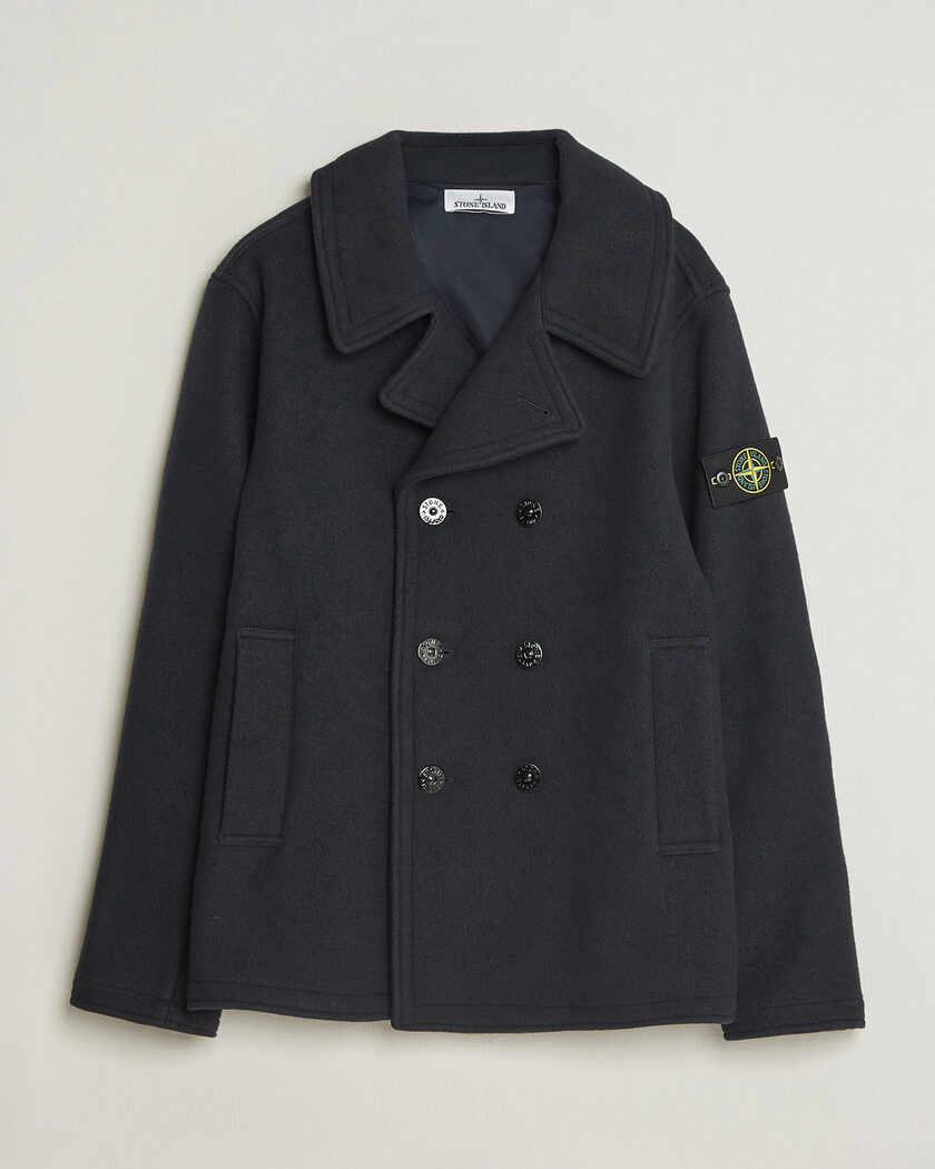  Stone Island Heavy Melton Wool Peacoat Navy Blue – Sininen