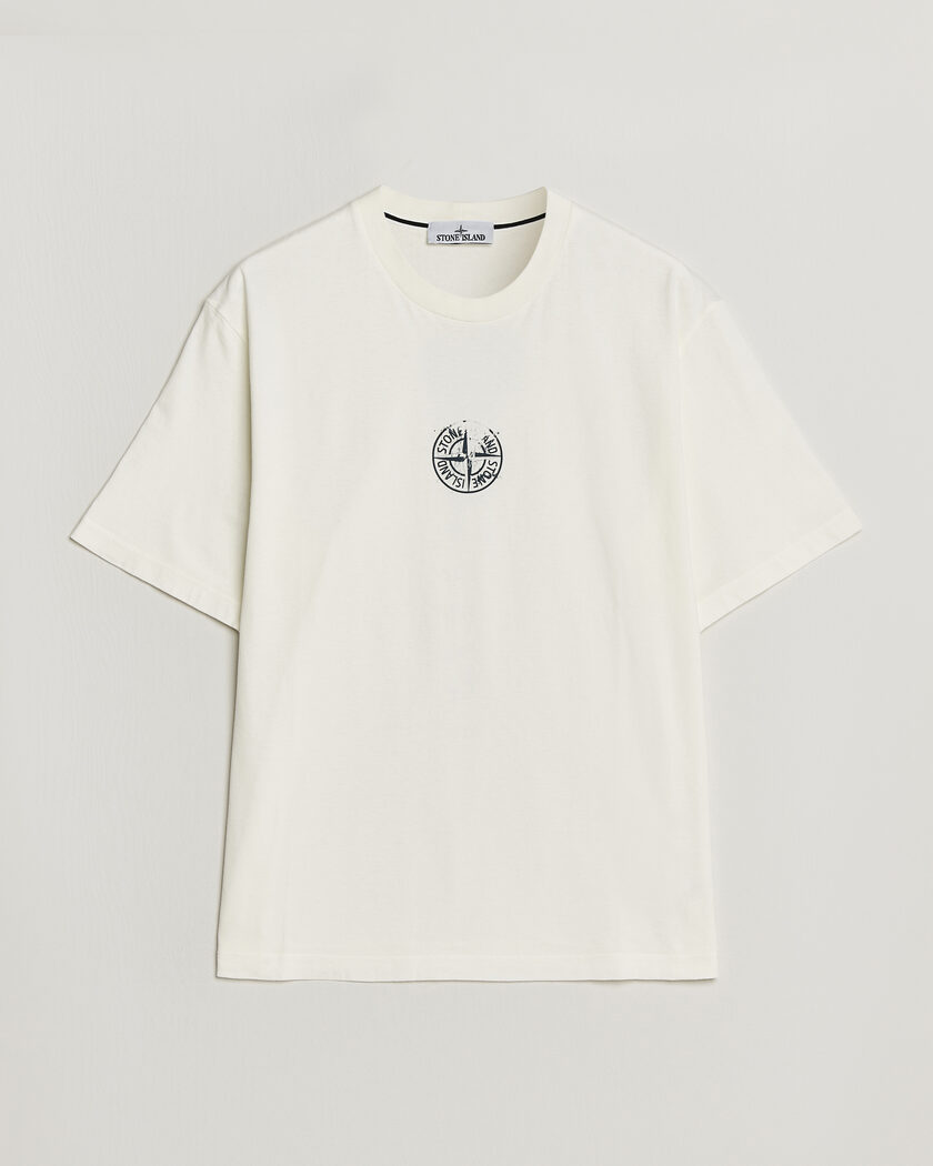 Stone Island Vertical Placement Print Cotton T-Shirt Ivory – Valkoinen