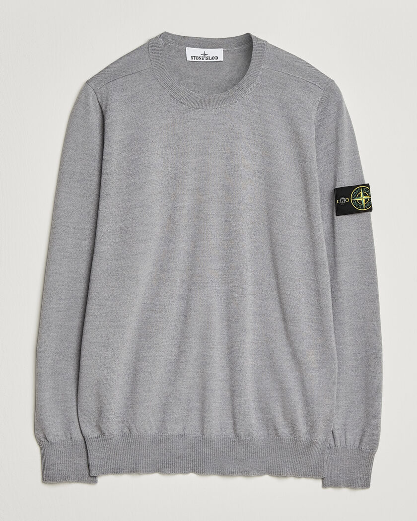 Stone Island Light Pure Wool Crew Neck Ash Grey Melange – Harmaa
