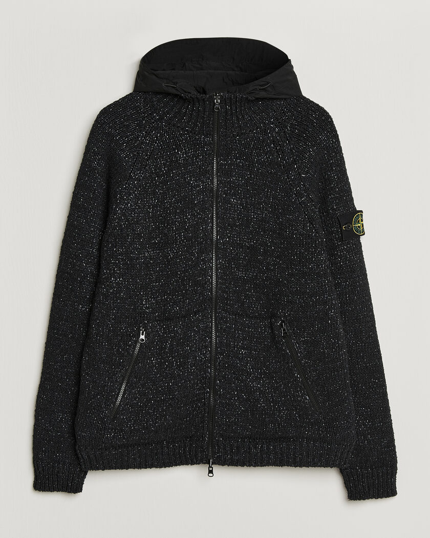 Stone Island Brushed Cotton/Nylon Reversible Zip Hood Black – Musta