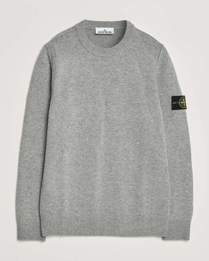 Stone Island Knitted Lambswool Crew Neck Grey Melange – Harmaa