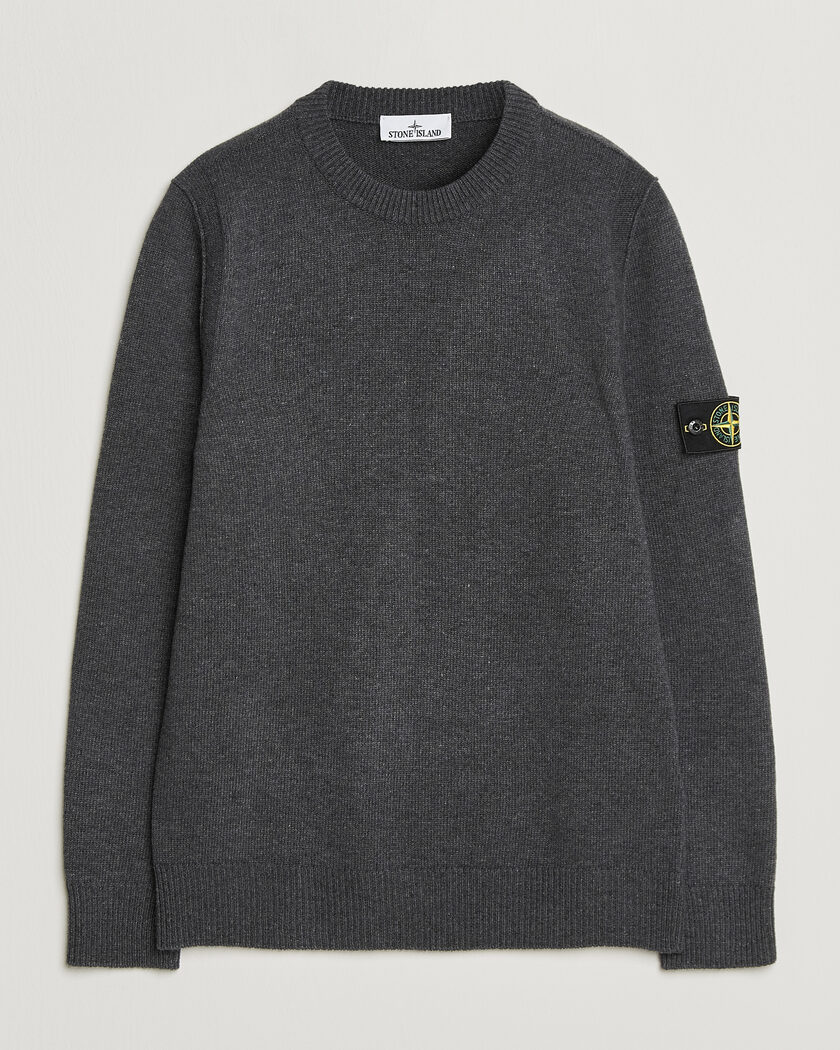 Stone Island Knitted Lambswool Crew Neck Melange Lead – Harmaa